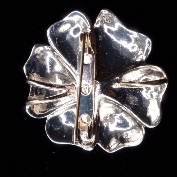 BLACK ENAMELED SILVER FLOWER - Picture 5 of 6